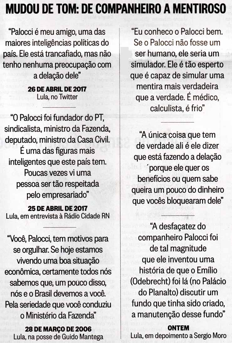 Lula mudou o tom com relao  Palocci